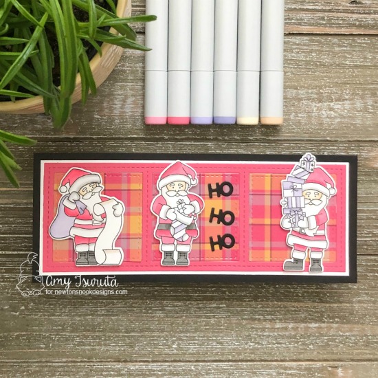 Santa Card by Amy Tsuruta | Dear Santa Stamp Set, Slimline Frames & Windows Die Set by Newton's Nook Designs #newtonsnook #handmade