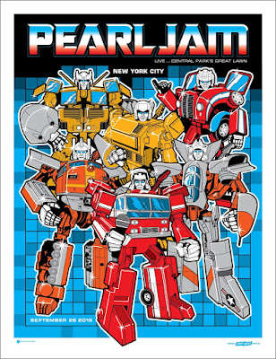 Pearl Jam Transformers 2015 Global Citizen Festival Concert Poster Screen Print by Ames Bros