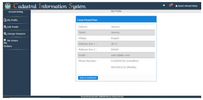 my profile-online land record informtion in Jammu and Kashmir.