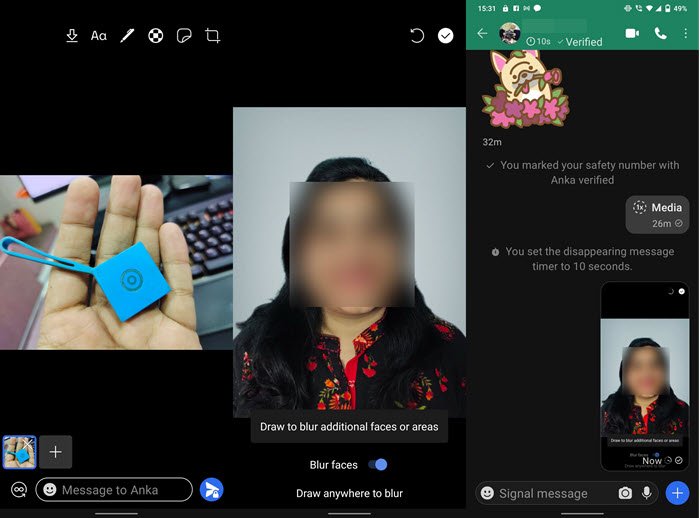 Editor de fotos de Telegram de caras borrosas