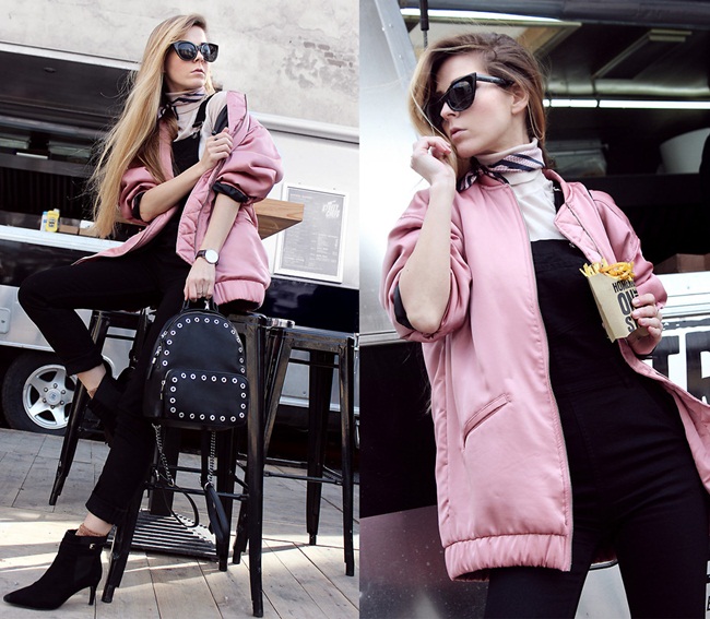 http://lookbook.nu/user/1235875-Sirma-M Mango 2016 Spring Pink Satin Bomber Jacket