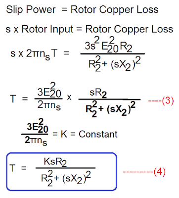slip power is equal to copper loss in induction motor- formula