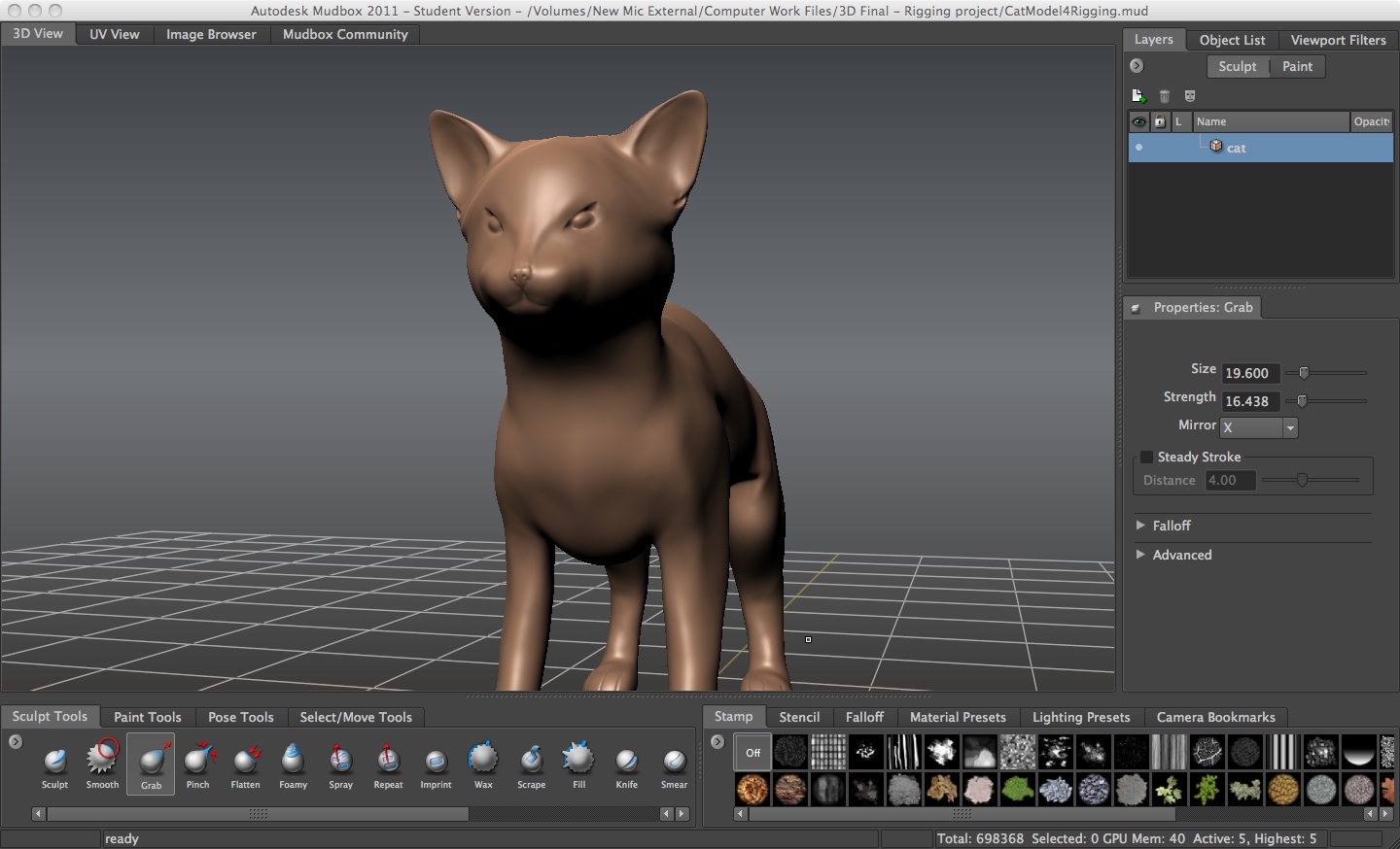3D Modeling Class Progress Cat Modeling Progress