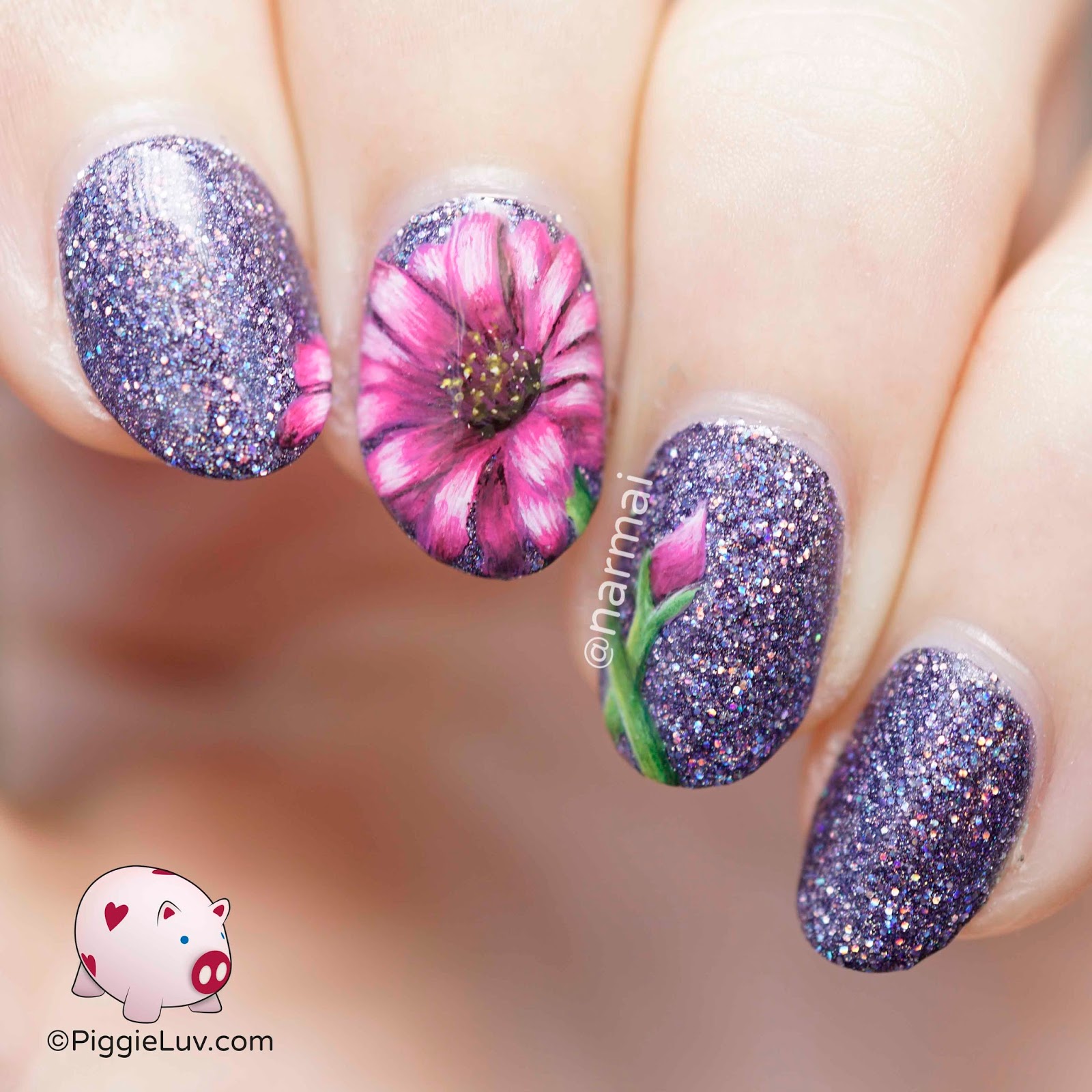 PiggieLuv Gerbera nail art
