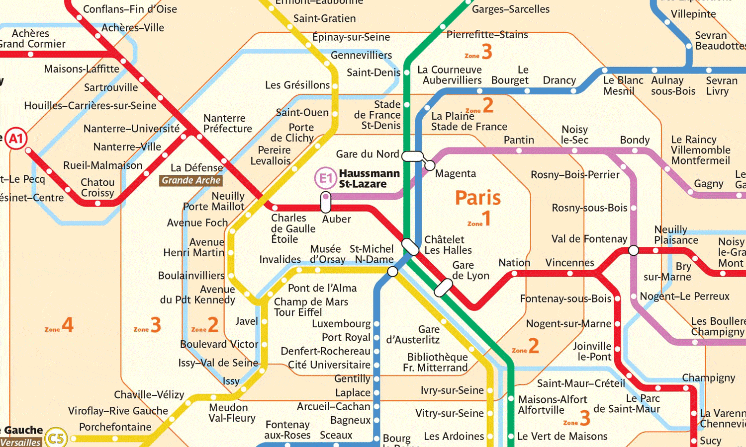 paris travel zones 1 3 map