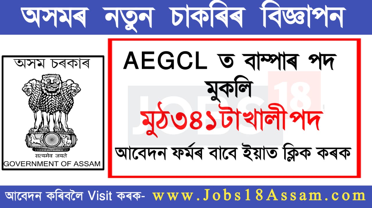 AEGCL Recruitment 2020 - বাম্পাৰ পদ মুকলি | ৩৪১ টা পদত চাকৰি পোৱাৰ সূবৰ্ণ সুযোগ