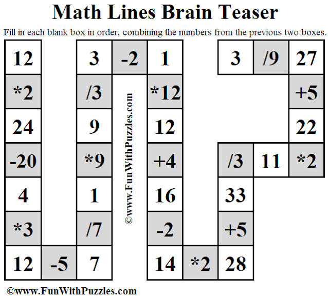 Answer of Math Lines Brain Teaser