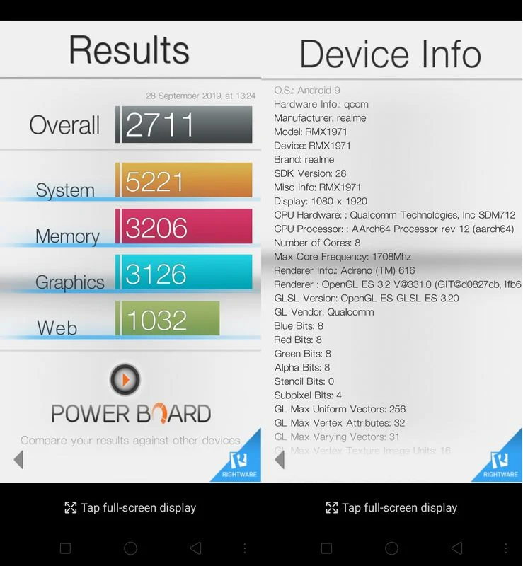 Benchmark Basemark OS II Realme 5 Pro