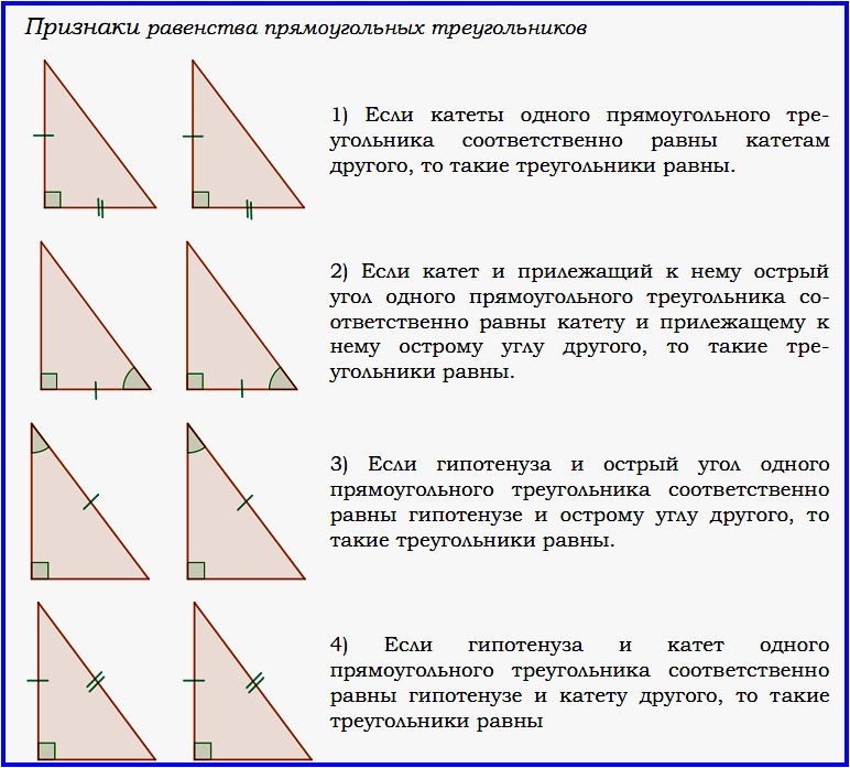 Тест по геометрии признаки равенства прямоугольных треугольников. Признаки равенства прямоугольных треугольников формулировки. Признаки равенства прямоугольных треугольников 7. Три признака равенства прямоугольных треугольников 7 класс. Признаки равенства прямоугольников треугольников.