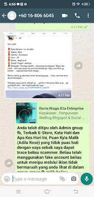 AUTO REPLY Lepastu atas cadangan rakan Blogger aku, aku just buat auto reply macam ni π pula, 5/3/2021, sebab ada jantan sangap bodoh masih tak faham. Ayat mudah Bahasa Melayu pun masih tak faham masih video call, miss call aku jam 1,2,3 pagi buat kejadah apa❓ Aku dah block mereka termasuk yang kurang ajar mencarut kepada whatsapp aku. π‘ Block je bukan datangkan DUIT dan berfaedah pun. π Anda telah ditipu oleh SCAMMER GILA MENTAL PROBLEM Kyra Malik. Admin banyak group di FB ni tak puas hati bila saya kesan dia scammer dan minta refund. Jadi dia guna fake account *Adila Rose* share gambar orang lain tetapi guna link whatsapp saya. TOLONG report posting FITNAH yang anda lihat tu. Detail SCAMMER BACA di panjialamnusantara.blogspot.com Suami saya Soleh dan kami ada anak soleh dan solehah. Terima kasih HORMAT saya. Bijak marketing / Beli produk MUSLIM rujuk katalog wa.me/c/60192586141