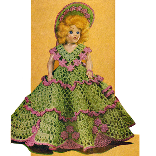 Vintage Knit Crochet Shop Talk Crochet Doll Dresses, Crinoline Sweetheart, No 65D