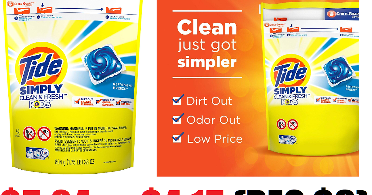 43ct Tide Simply Clean & Fresh PODS Liquid Detergent Pacs 5.04 (Reg 8