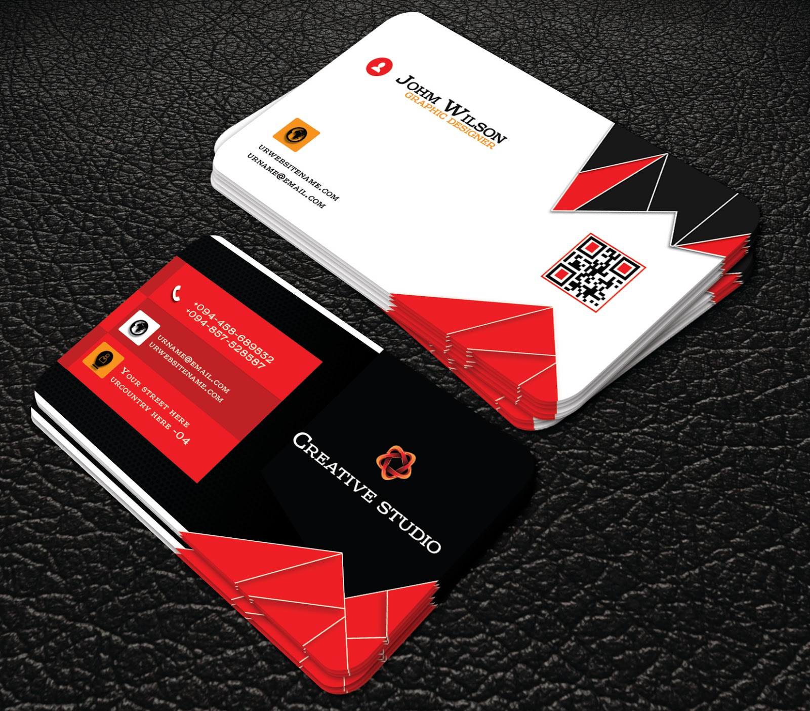 Red And Black Colour Professional Business Cards Vol 51 Professional 