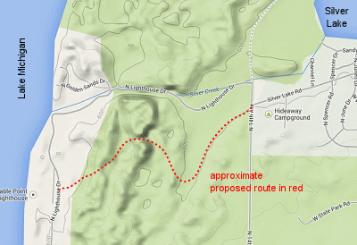 proposed route of Little Sable Point bike path