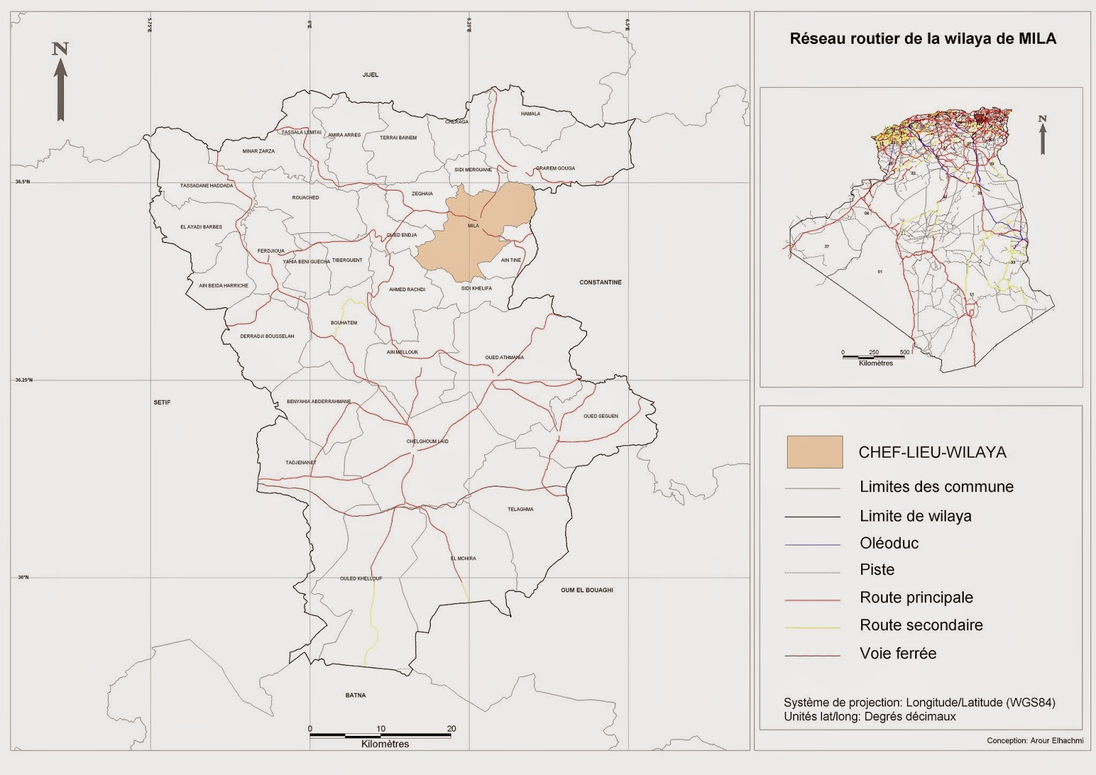 Découpage administratif de l'Algérie & Monographie: Carte du réseau ...
