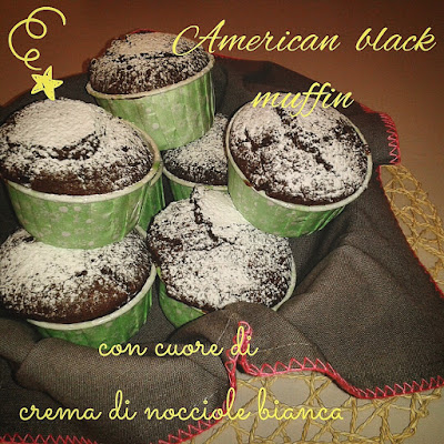 american black muffin con cuore di crema di nocciole bianca