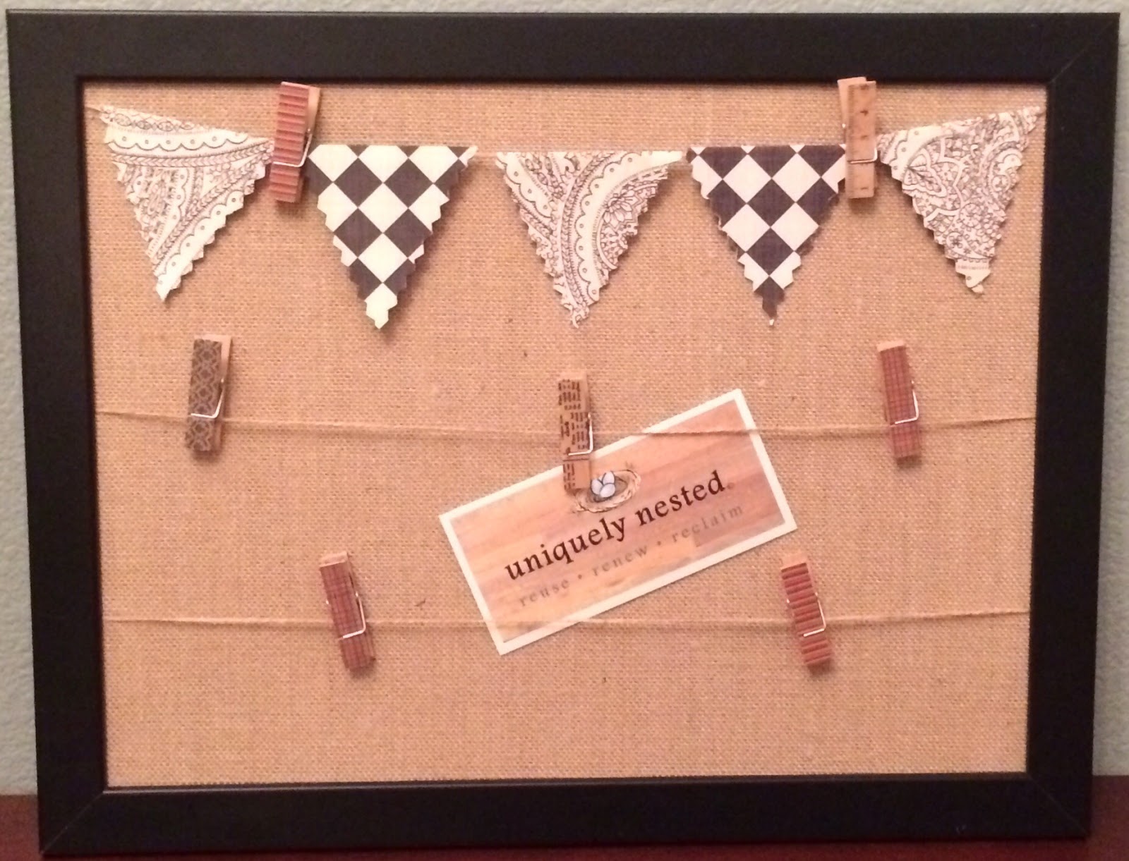 uniquely nested Burlap Memo/Photo Board