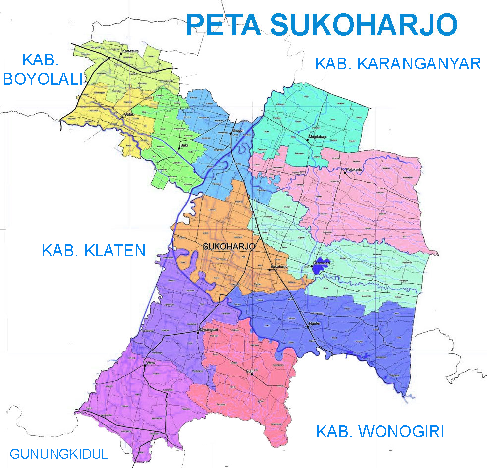  Peta  Kabupaten Sukoharjo  Lengkap 12 Kecamatan Sejarah 