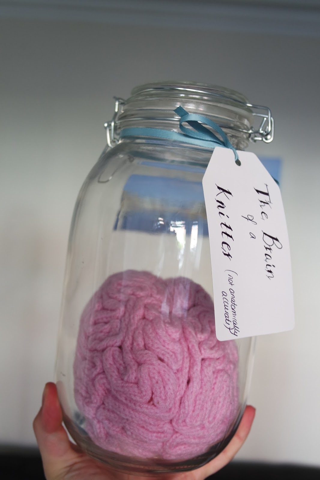 How to Knit a brain in a specimen jar (easy for a nonknitter too