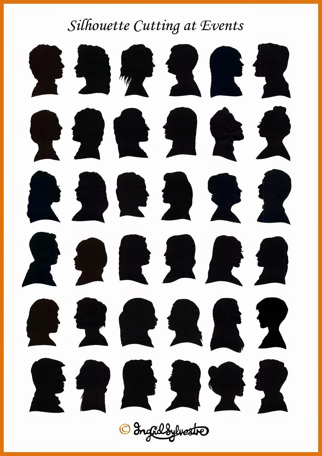 Silhouettes cut by Ingrid Sylvestre at weddings, parties, proms, corporate events