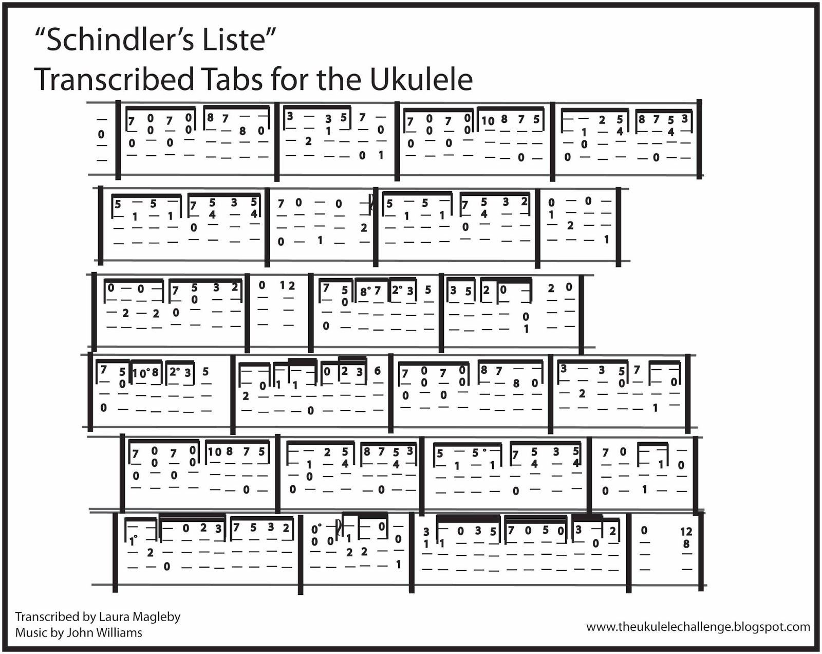 The Ukulele Challenge "Schindler's Liste" Transcribed for the ukulele