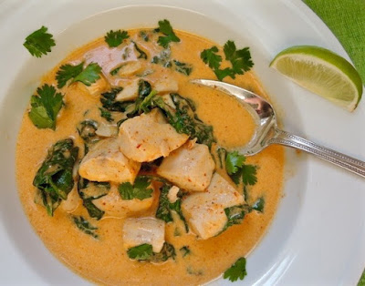The Briny Lemon: Thai-Curry Fish with Baby Spinach