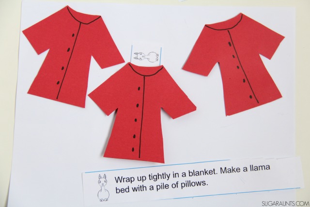 Try these proprioception activities for heavy work input based on the book, Llama Llama Red Pajama