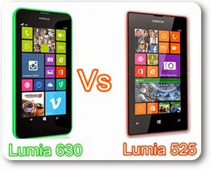 Lumia 630 versus Lumia 525 Comparison of Specifications and price India