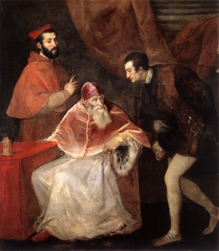 Папа Павел III и внуки. 1543г. Тициан