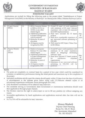 Govt Jobs In Railways Department Of Pakistan 2021
