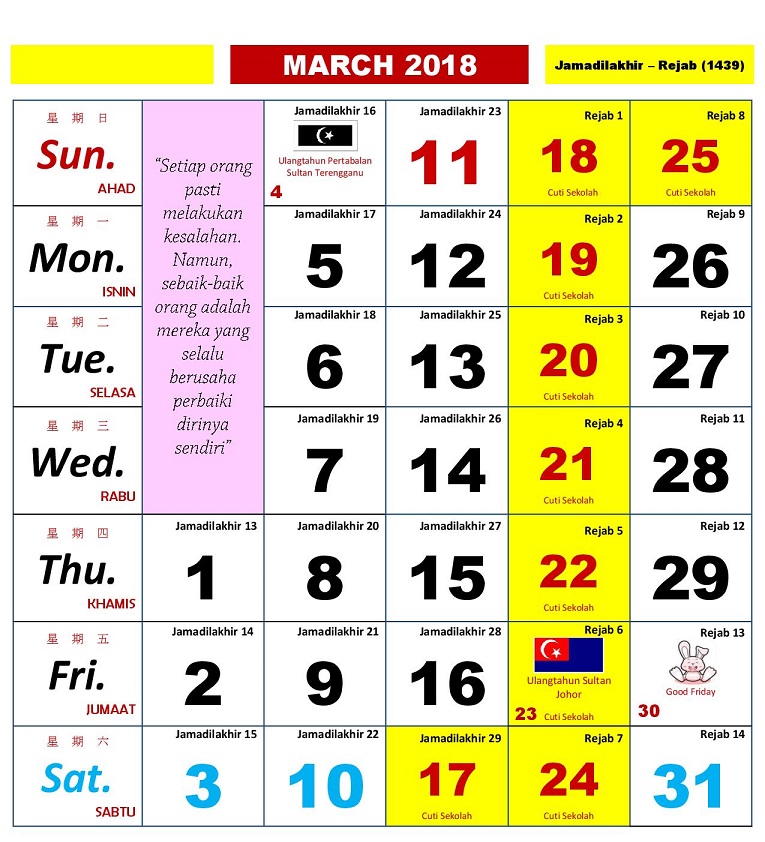 Kalendar Kuda 2018 Malaysia