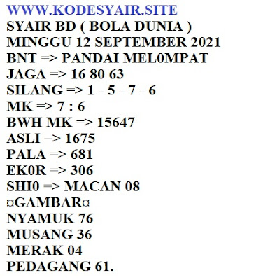 Syair Singapore Hari Ini 12 September 2021 Si Prediksi