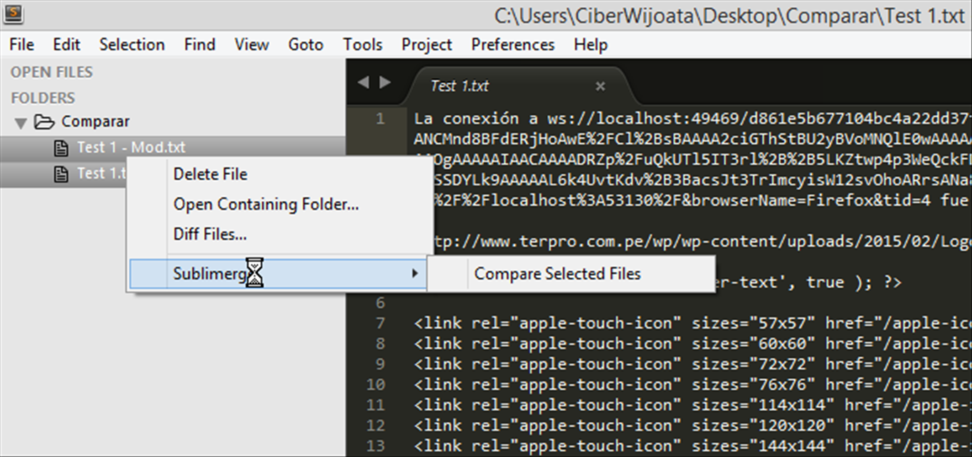 Wijoata Tips para Desarrolladores Comparar archivos con SUBLIME TEXT 3
