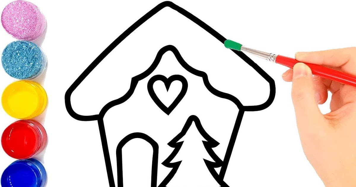Santa house drawing Christmas House Drawing For kids - Ornaments Coloring for Kids, Toddlers, Children