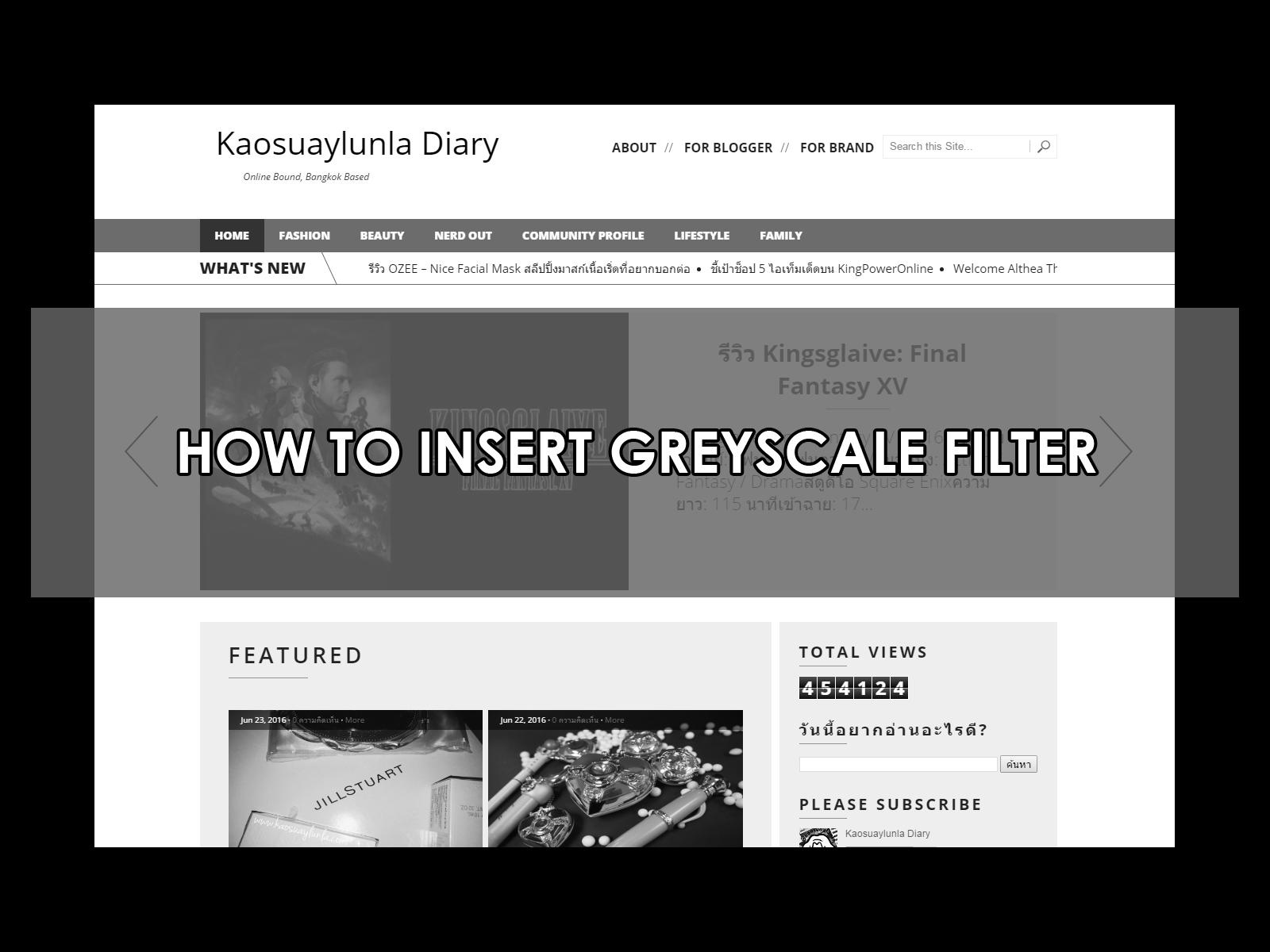 วิธีใส่ฟิลเตอร์ขาวดำลงในบล็อก Blogspot Greyscale Filter
