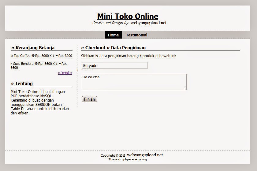 Keranjang Belanja Cart) Membuat  Dari  Mini
