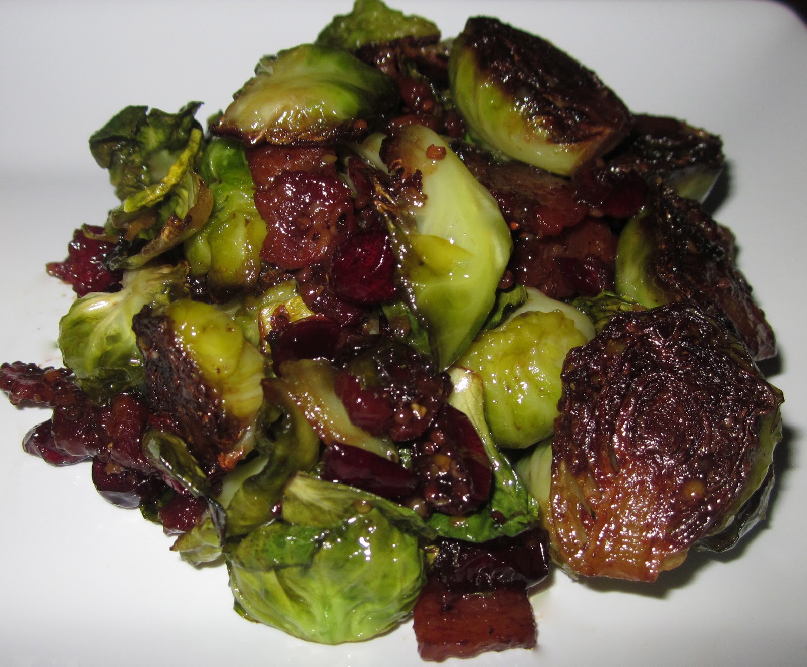 Haute + Heirloom Pan Fried Brussel Sprouts Tossed in a MapleMustard Vinaigrette with Bacon
