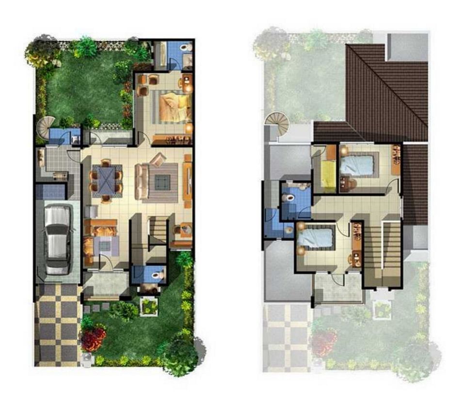 Desain Denah Rumah Type 100 Unik