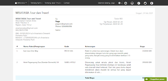 Source Code Aplikasi Booking Tour dan Travel Wisata