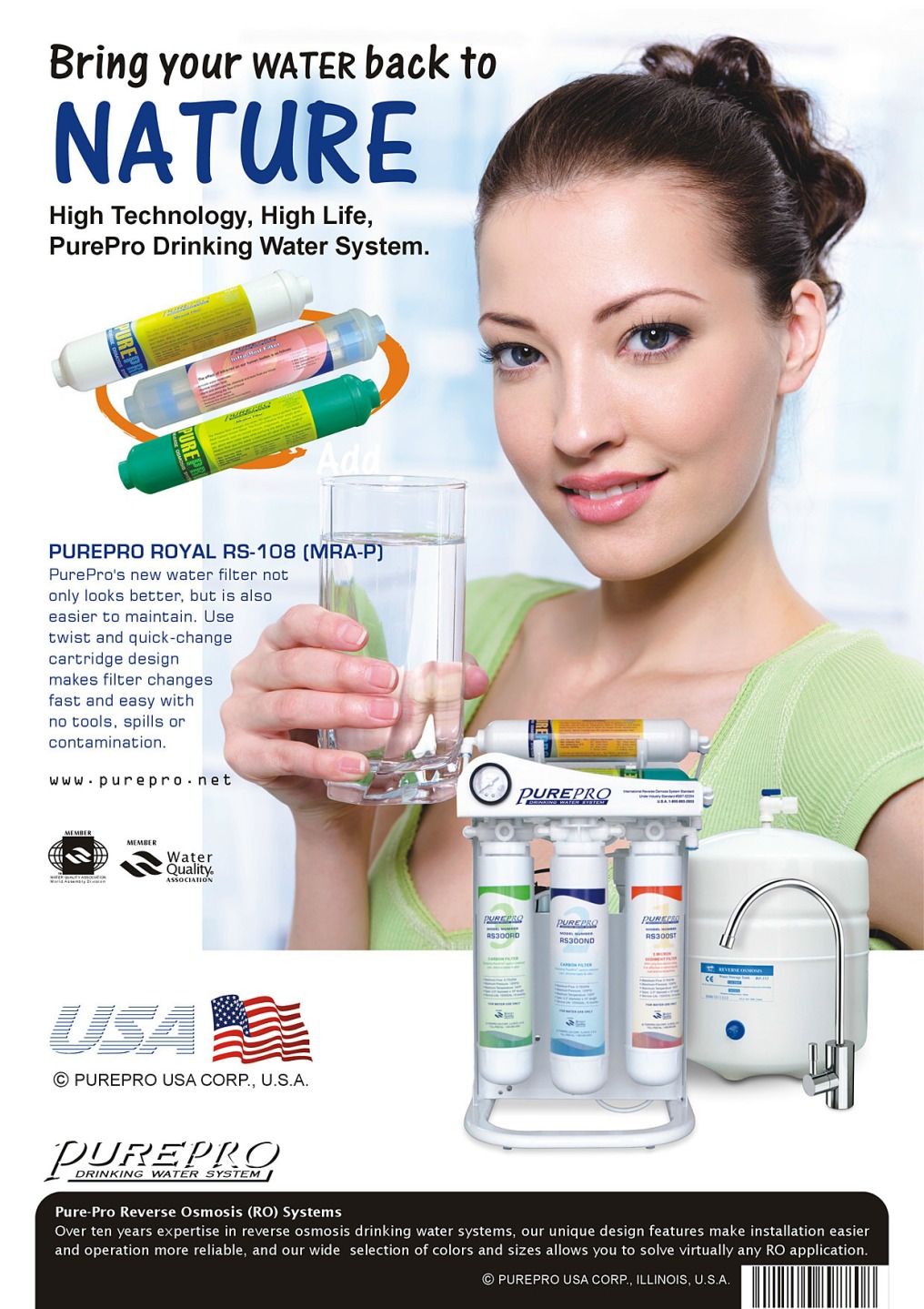 PurePro® 8 Stage Alkaline RO Water Filtration System : RS-108