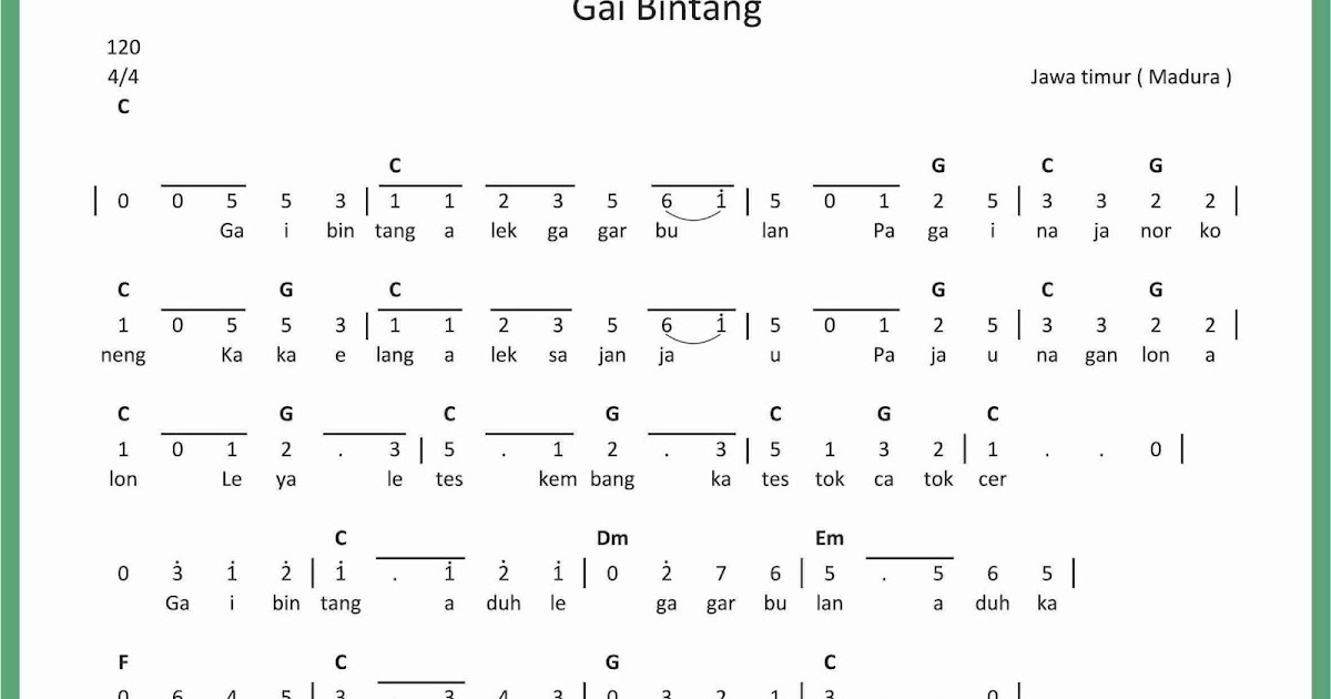 Not Angka Gai Bintang Seputar Musik