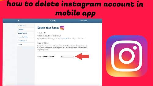 how to delete instagram account in mobile app