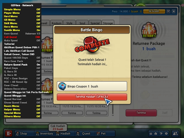 Meong Cyber Cheat Suntik Lostsaga Retrune Pack 18 19 20 November 2018