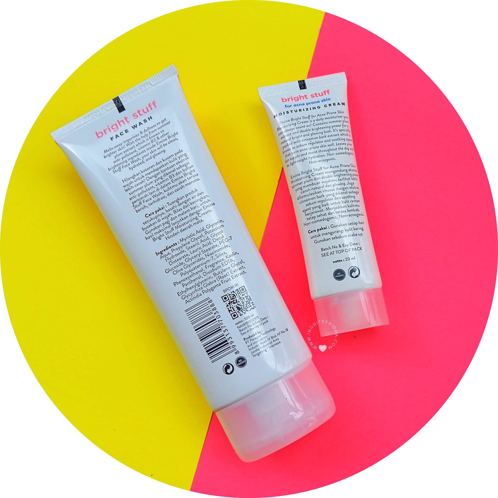 Review Emina Bright Stuff (Face Wash, Moisturizing Cream for Acne Prone Skin & Loose Powder