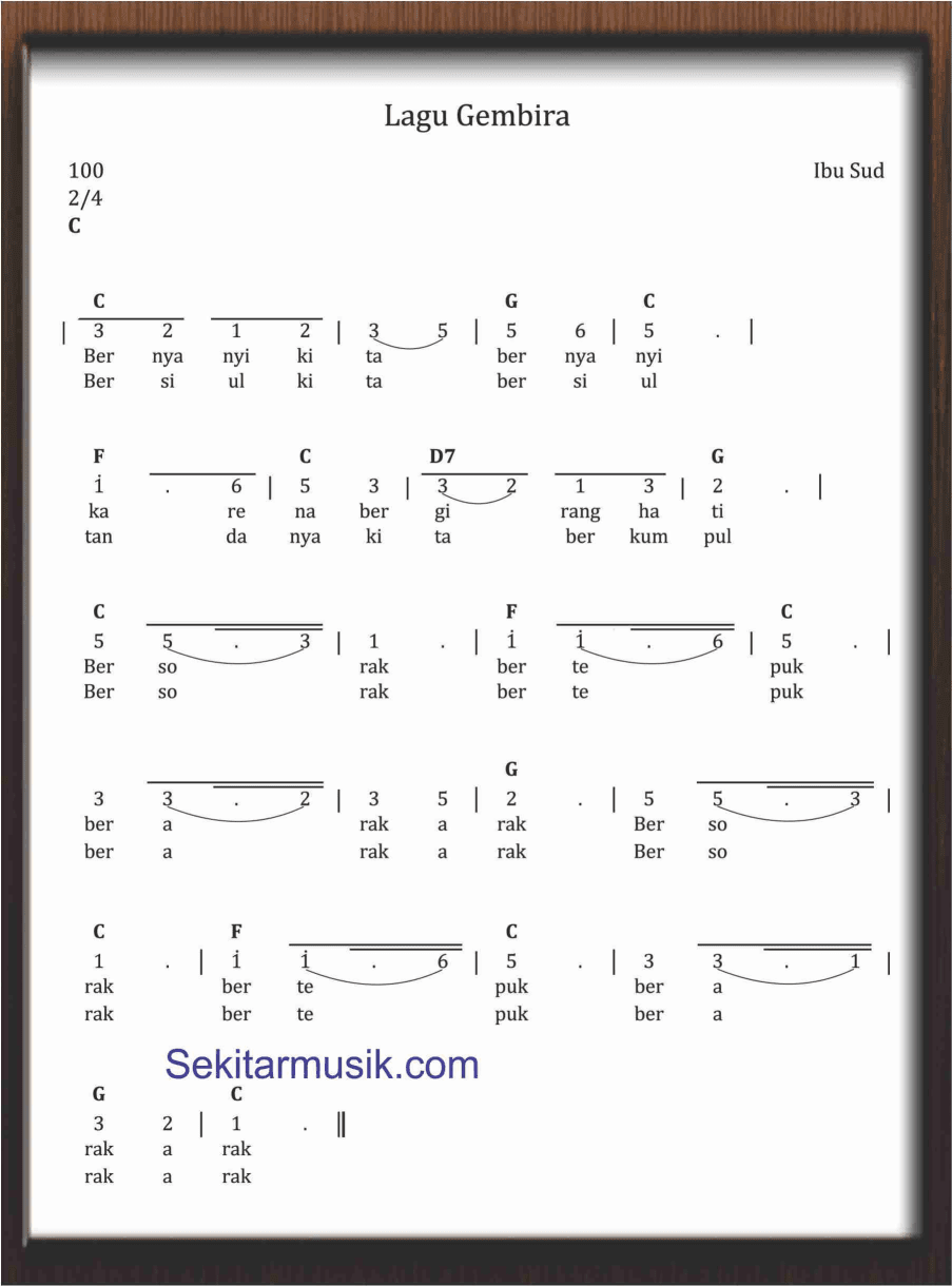 Not Angka Lagu Gembira - SEKITAR MUSIK
