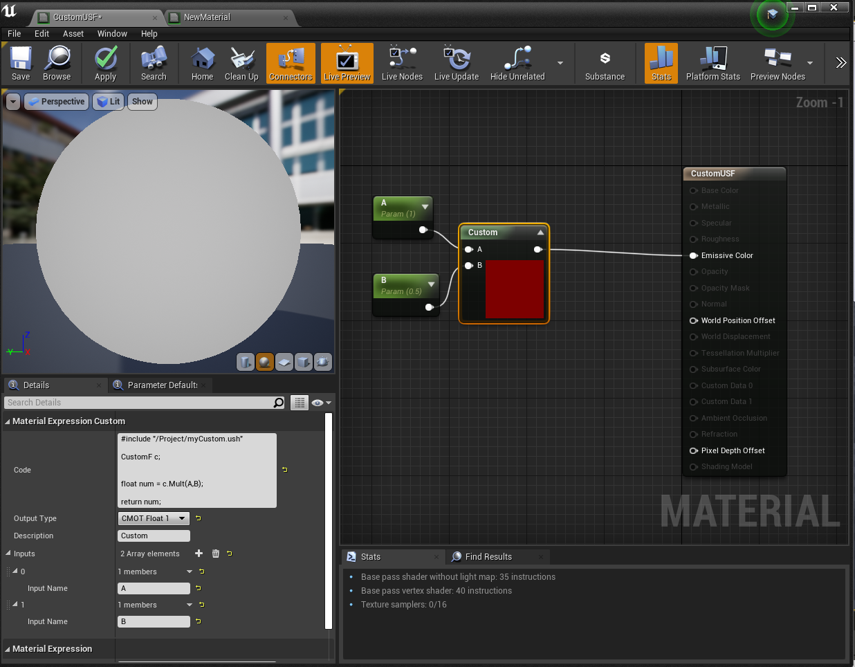 Working with HLSL in unreal