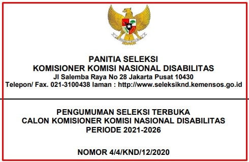 Seleksi Calon Komisioner Komisi Nasional Disabilitas Periode 2021-2026