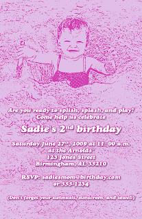 Custom Printables Sadie's sandy second birthday party invitation