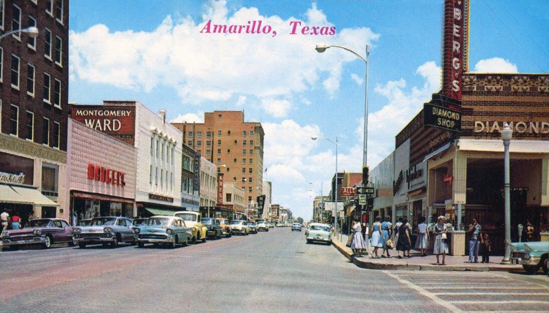 transpress nz: cars in Amarillo, Texas, circa 1960