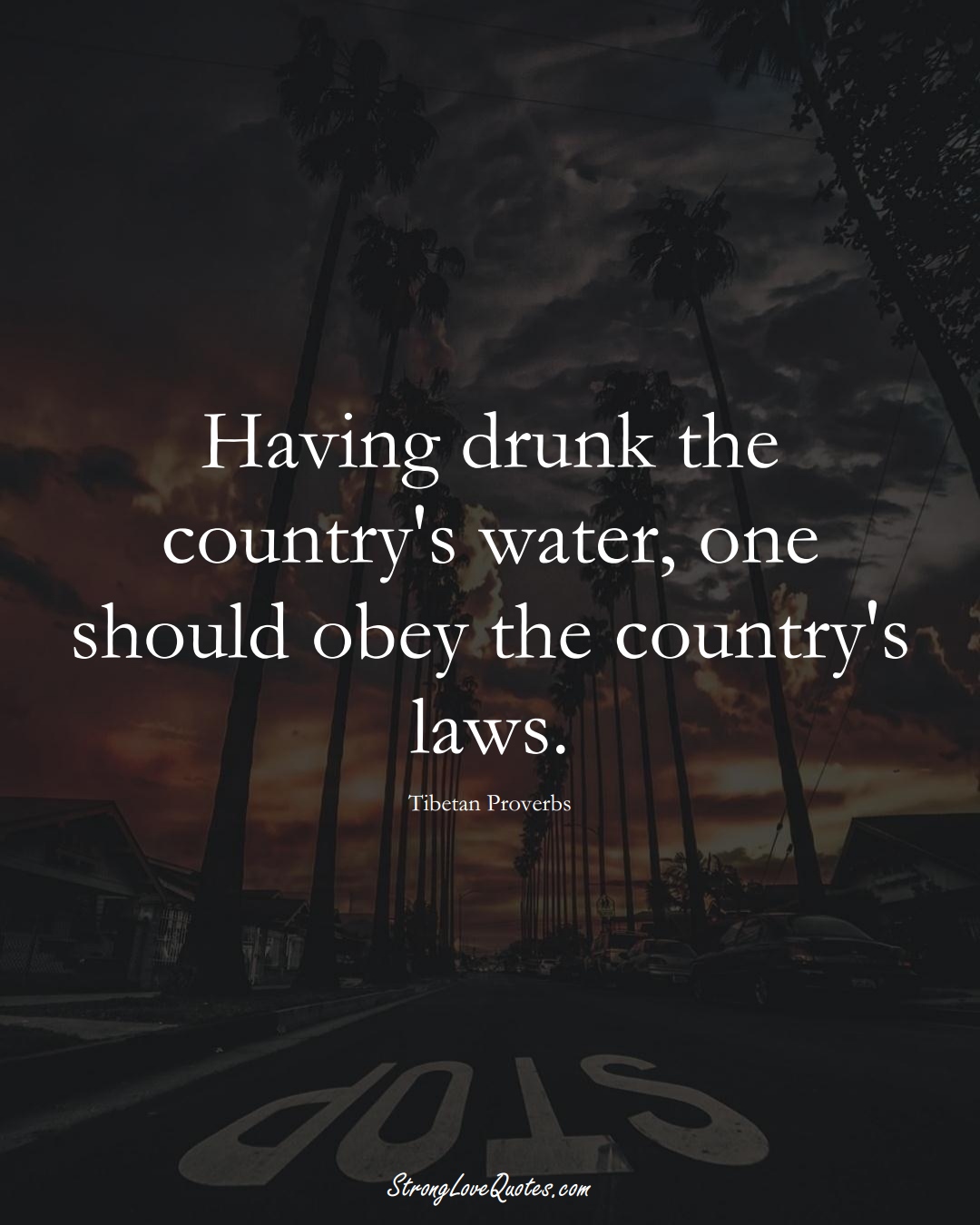 Having drunk the country's water, one should obey the country's laws. (Tibetan Sayings);  #aVarietyofCulturesSayings